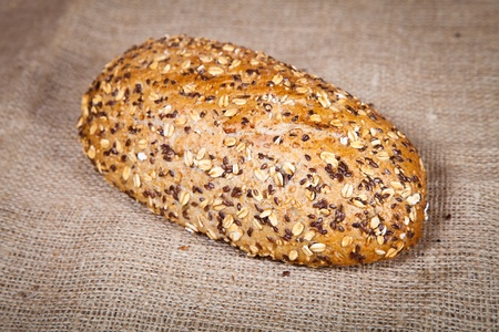 Composition of fresh bread on woodの写真素材