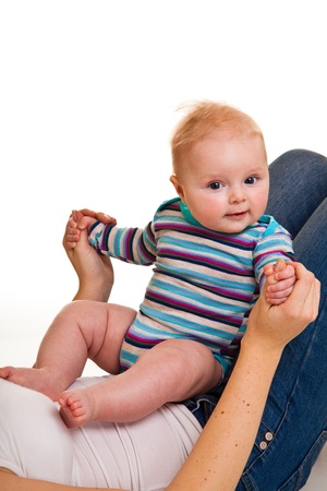 Mother with happy and cute infant baby girl の写真素材