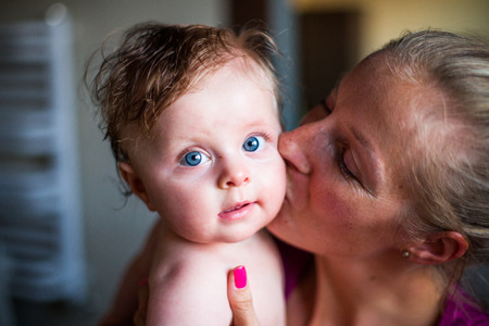 Mother with newborn childの写真素材
