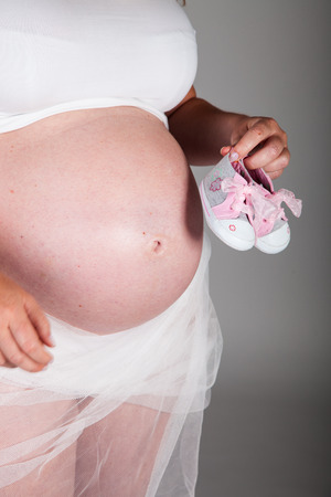 Pregnant caucasian womanの写真素材