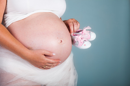 Pregnant caucasian womanの写真素材