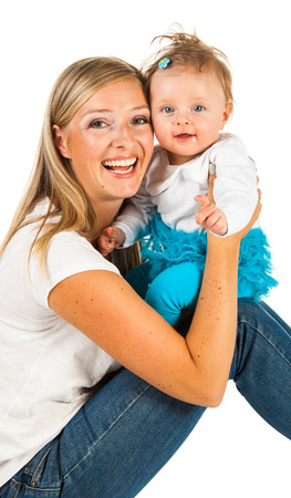 Mother with two young daughtersの写真素材