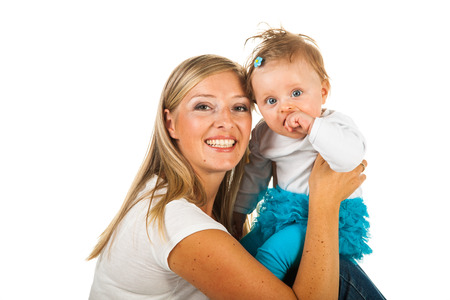 Mother with two young daughtersの写真素材