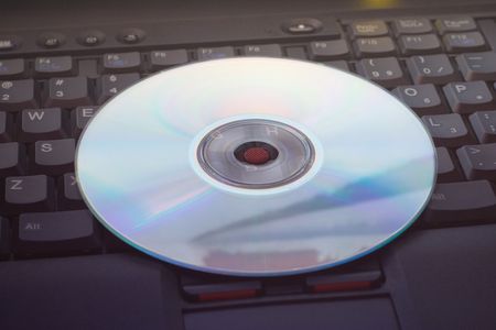 CD on a laptopの写真素材