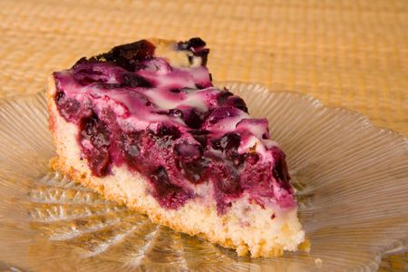 Piece of blueberry pie on a plate