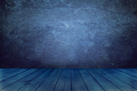 Empty room with wooden floor and concrete wall, interior backgroundの写真素材