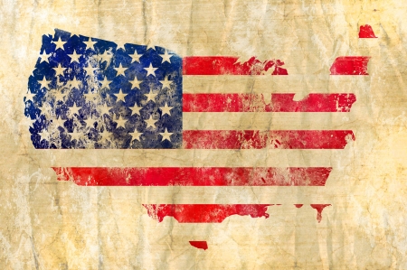 American flag on a map of the USA の写真素材