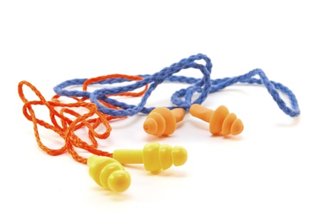 Two pairs of rubber earplugsの写真素材