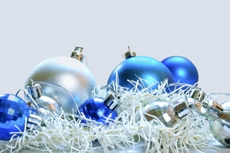 Blue and silver balls, Christmas decorationの写真素材