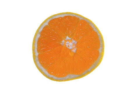 Slice of orange isolated on white backgroundの写真素材