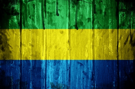 Flag of Gabon, image is overlaid with grunge textureの写真素材