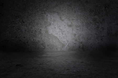 Empty room with concrete wall and concrete floor  Dark background interior の写真素材