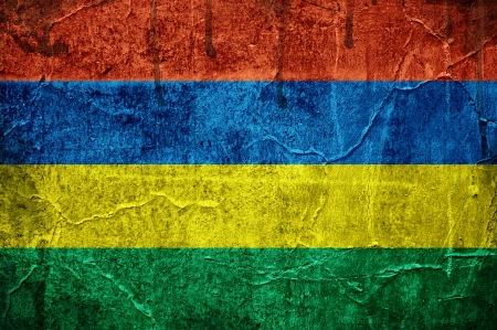 Flag of Mauritius overlaid with grunge textureの写真素材