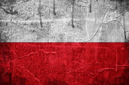 Flag of Poland overlaid with grunge textureの写真素材