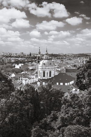 Town panorama and Malostranske namesti. Prague, Czech Republic.の写真素材