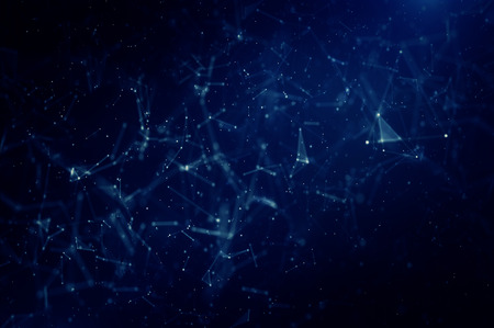 Abstract polygonal space low poly dark background with connecting dots and lines.