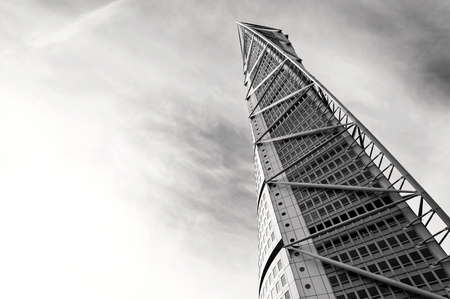 Malmo, Sweden - March 07, 2017: Malmo Turning Torso, Distinctive Swedish City Landmark is designed by Spanish architect Santiago Calatrava and belongs to Neo-futuristic architectural style.のeditorial素材