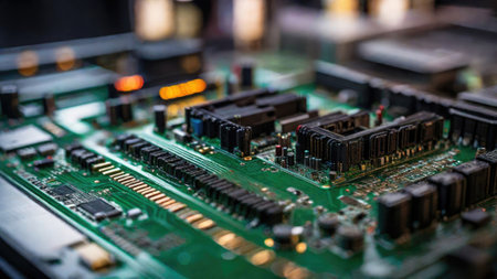 Futuristic depiction of a motherboard with a processo. Generated with AIの素材