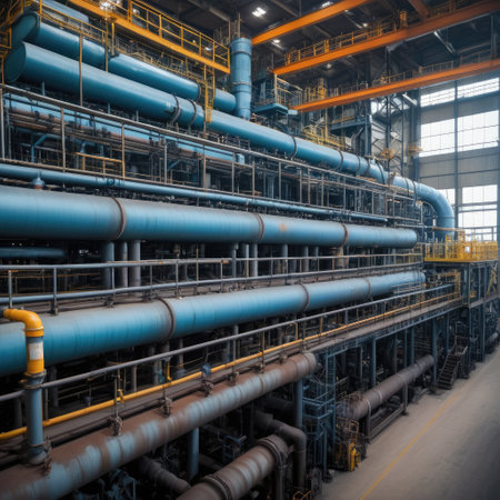 A large oil pipeline and gas pipeline in the process of oil refining, facilitating the movement of oil and gas. Generated with AIの素材