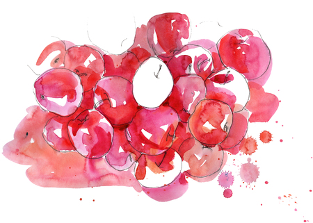 Red and pink fresh apples ornament patternの写真素材