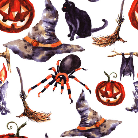 Set Of Cat Cartoon With Different Actions, Halloweenの写真素材