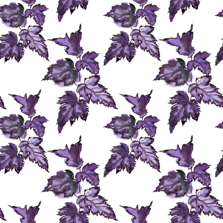 Blue and purple leaves ornament patternの写真素材