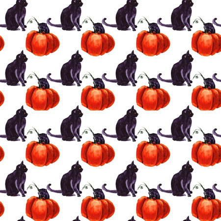 Set Of Cat Cartoon With Different Actions, Halloweenの写真素材