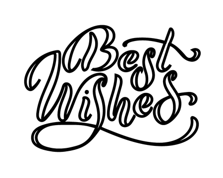 Best wishes - hand lettering inscription to winter holiday design, black and white ink calligraphy, vector illustrationのイラスト素材