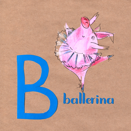 Alphabet for children with pig profession. Letter B. Ballerinaの写真素材