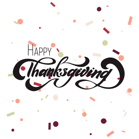 Hand drawn Happy Thanksgiving typography lettering poster.のイラスト素材