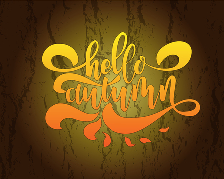 Hello autumn. Hand drawn calligraphy and brush pen lettering. design for holiday greeting card and invitation of seasonal autumnholiday.のイラスト素材