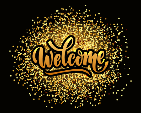 welcome lettering text. Modern calligraphy style illustration.のイラスト素材