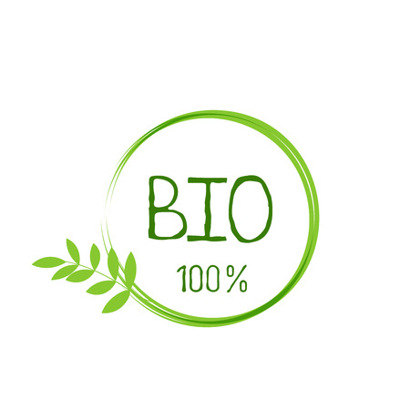 Bio healthy organic food label and high quality product badges.のイラスト素材