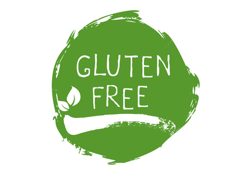 Gluten free food label and high quality product badges.のイラスト素材