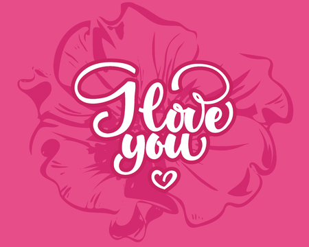 Love You, hand written lettering. Romantic calligraphy card inscription. Valentine dayのイラスト素材