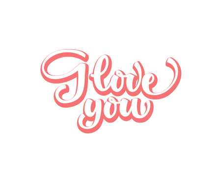 Love You, hand written lettering. Romantic calligraphy card inscription. Valentine dayのイラスト素材