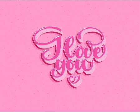 Love You, hand written lettering. Romantic calligraphy card inscription. Valentine dayのイラスト素材