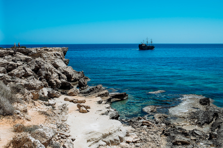 Cyprus - Mediterranean Sea coast. Sea Caves near Ayia Napa.の写真素材