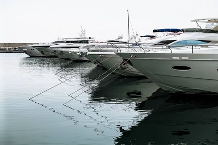 Beirut/Lebanon - 2018 - Luxury Yacht and motor ships are in the water of the Marina in Zaitunay Bayのeditorial素材