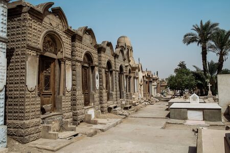 Cairo Egypt 2018 the cemetery of St George monastery with some graves date back to middle agesのeditorial素材