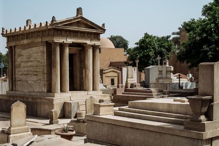Cairo Egypt 2018 the cemetery of St George monastery with some graves date back to middle agesのeditorial素材