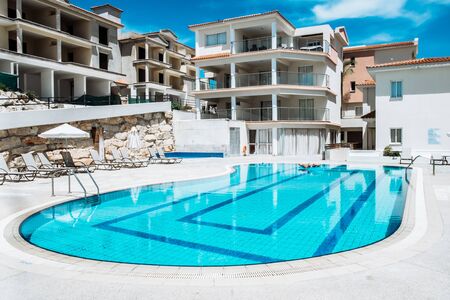 AGIA NAPA, CYPRUS - April 2018: Atlantica sungarden hotel resort poolのeditorial素材