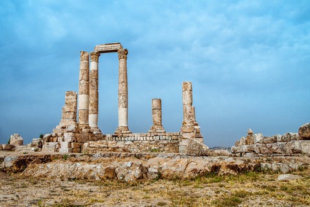 Temple of Hercules of the Amman Citadel complex Jabal al-Qal'a, Amman, Jordan.の写真素材