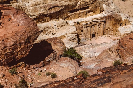 Hicking through Petra's Canyon and Mountainsの写真素材