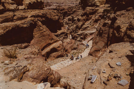 Hicking through Petra's Canyon and Mountainsの写真素材