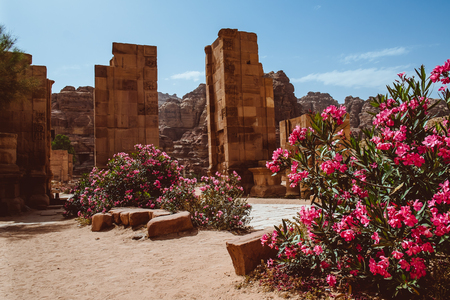 Hicking through Petra's Canyon and Mountainsの写真素材