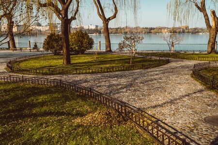 Beijing,China-Nov 2016: Staircase ascending up the Xiangshan Park,aka Fragrant Hills Park in the outskirt of Beijing City.It is a historical royal park full of natural and cultural attractions.のeditorial素材