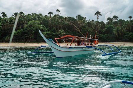 Traditional boats in the ocean, Puerto Galera, Mindoro, Philippines. Nov 2016のeditorial素材