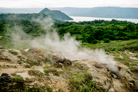 Scenic view of Taal Volcano, Philippines, the smallest volcano in the worldの写真素材