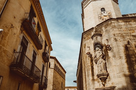 Girona Cathedral in Catalonia, Spain, Romanesque, Gothic and Baroque architecture, city landmarkの写真素材
